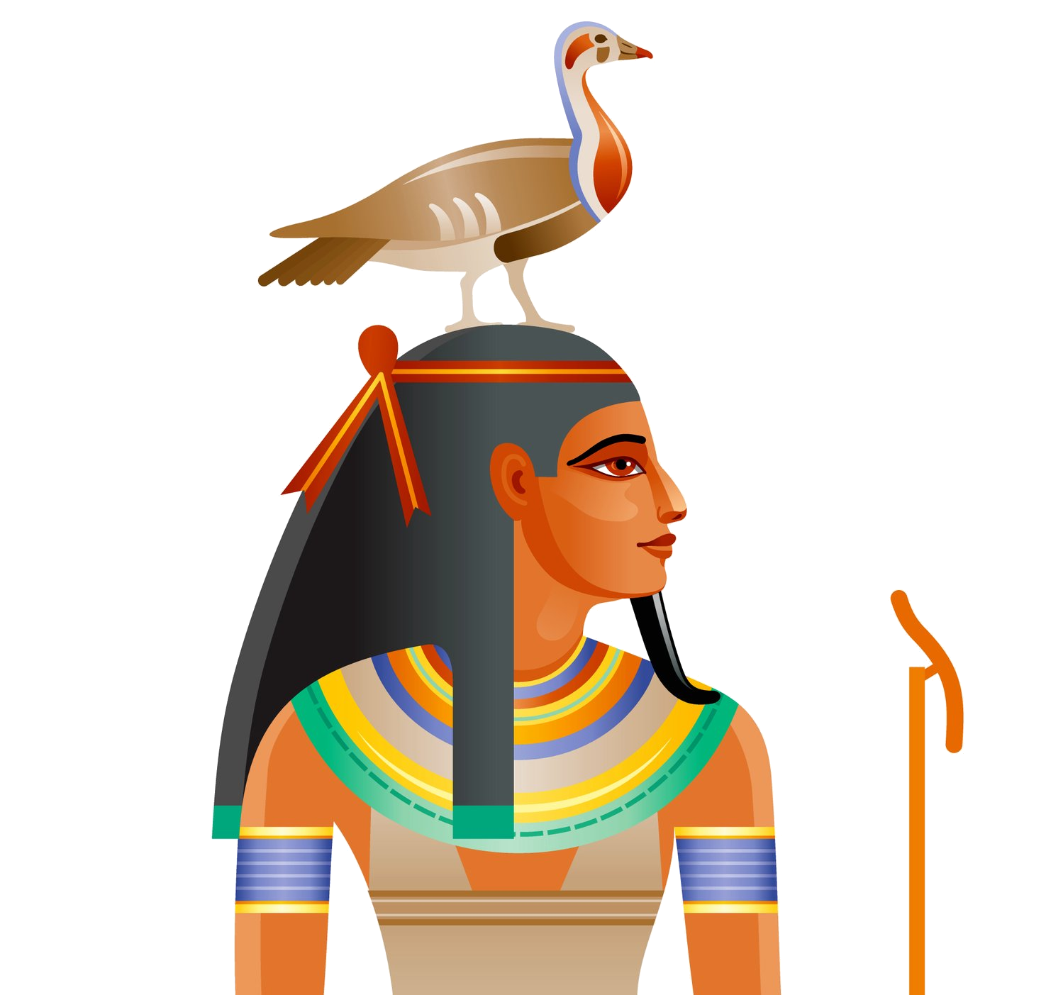 Illustration of Geb, the Egyptian god of the earth, crowned with a goose